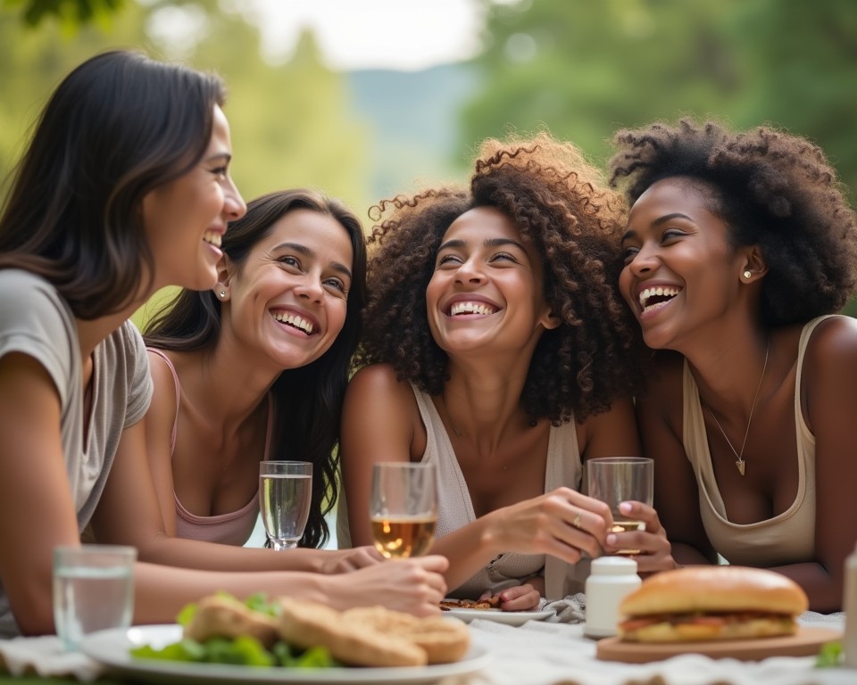 Group of friends enjoying outdoor activities, showcasing the positive impact of platonic relationships on well-being.